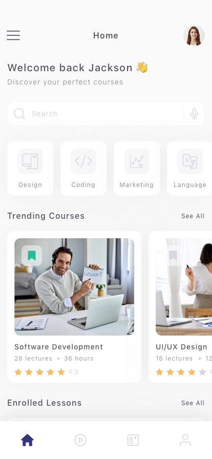 Online Education Mobile App UI Kit - Screenshot 1