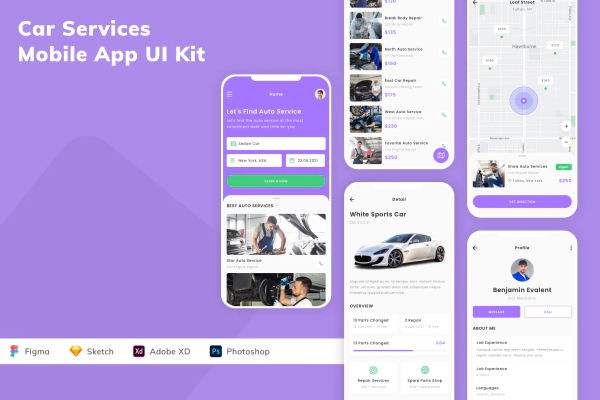 Car Services Mobile App UI Kit