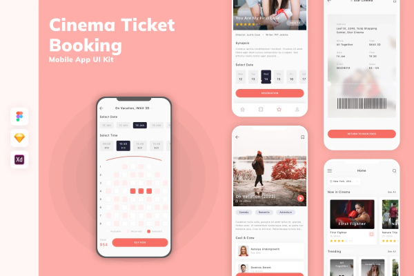 Cinema Ticket Booking Mobile App UI Kit