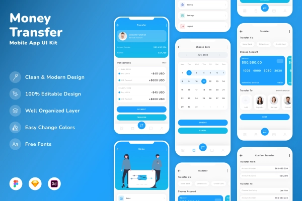 Money Transfer Mobile App UI Kit