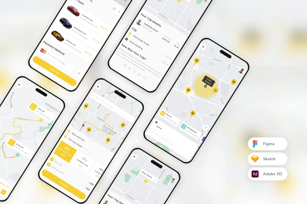 Taxi Booking Mobile App UI Kit