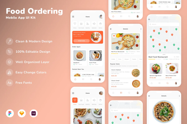 Food Ordering Mobile App UI Kit