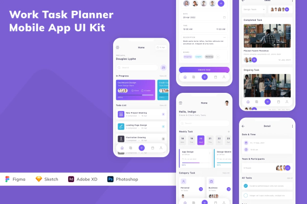 Work Task Planner Mobile App UI Kit