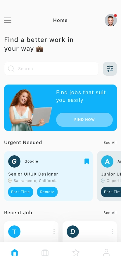 Job Finder Mobile App UI Kit - Screenshot 1