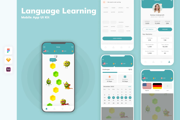 Language Learning Mobile App UI Kit