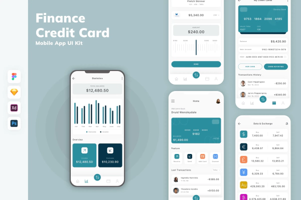 Finance & Credit Card Mobile App UI Kit