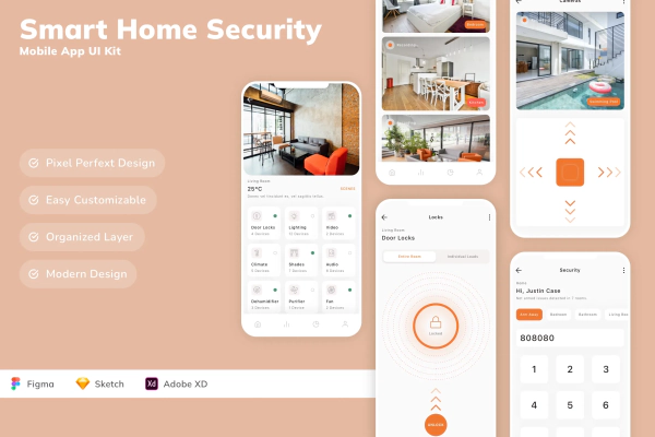 Smart Home Security Mobile App UI Kit