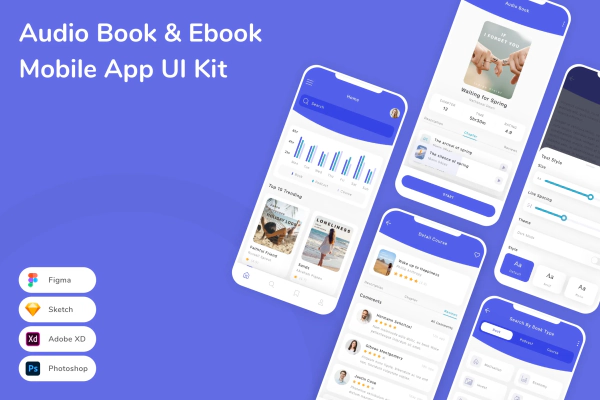 Audio Book & Ebook Mobile App UI Kit
