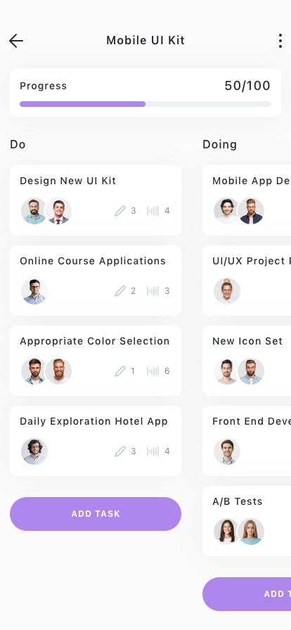Project Management Mobile App UI Kit - Screenshot 3