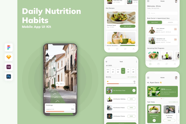 Daily Nutrition Habits Mobile App UI Kit