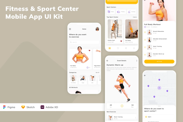 Fitness & Sport Center Mobile App UI Kit