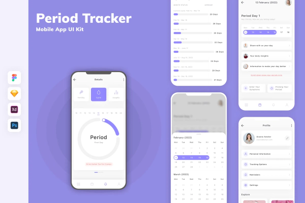 Period Tracker Mobile App UI Kit