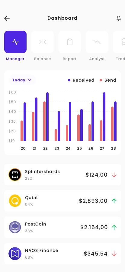 Cryptocurrency Investment Wallet App UI Kit - Screenshot 2