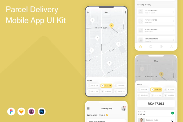 Parcel Delivery Mobile App UI Kit