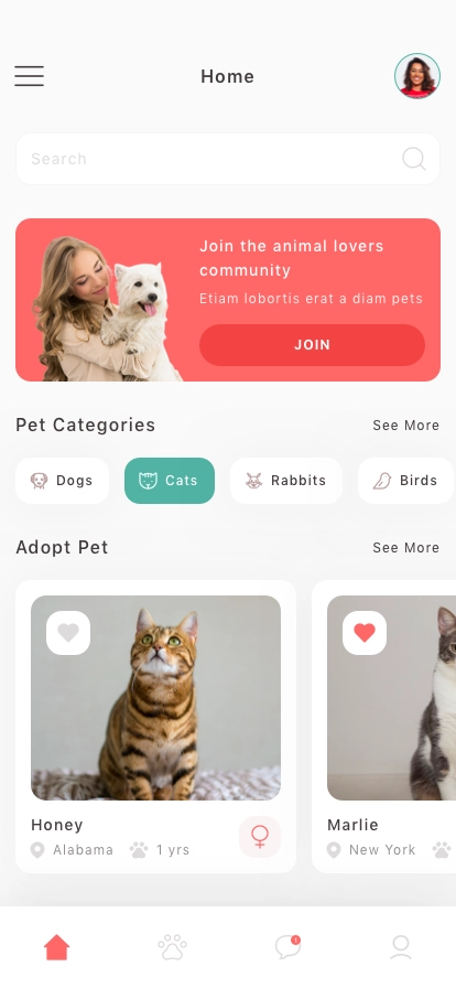 Pet Adoption Mobile App UI Kit - Screenshot 1