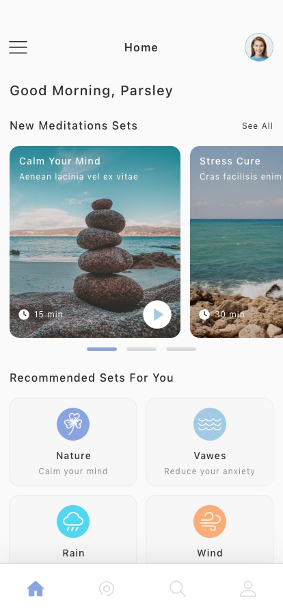 Wellness & Meditation Mobile App UI Kit - Screenshot 1