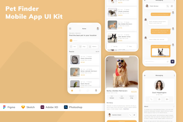 Pet Finder Mobile App UI Kit