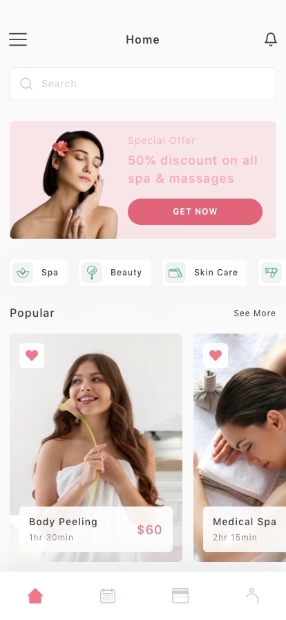 Spa & Beauty Salon App UI Kit - Screenshot 2