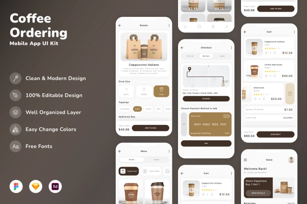 Coffee Ordering Mobile App UI Kit