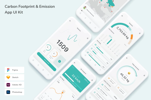 Carbon Footprint & Emission App UI Kit