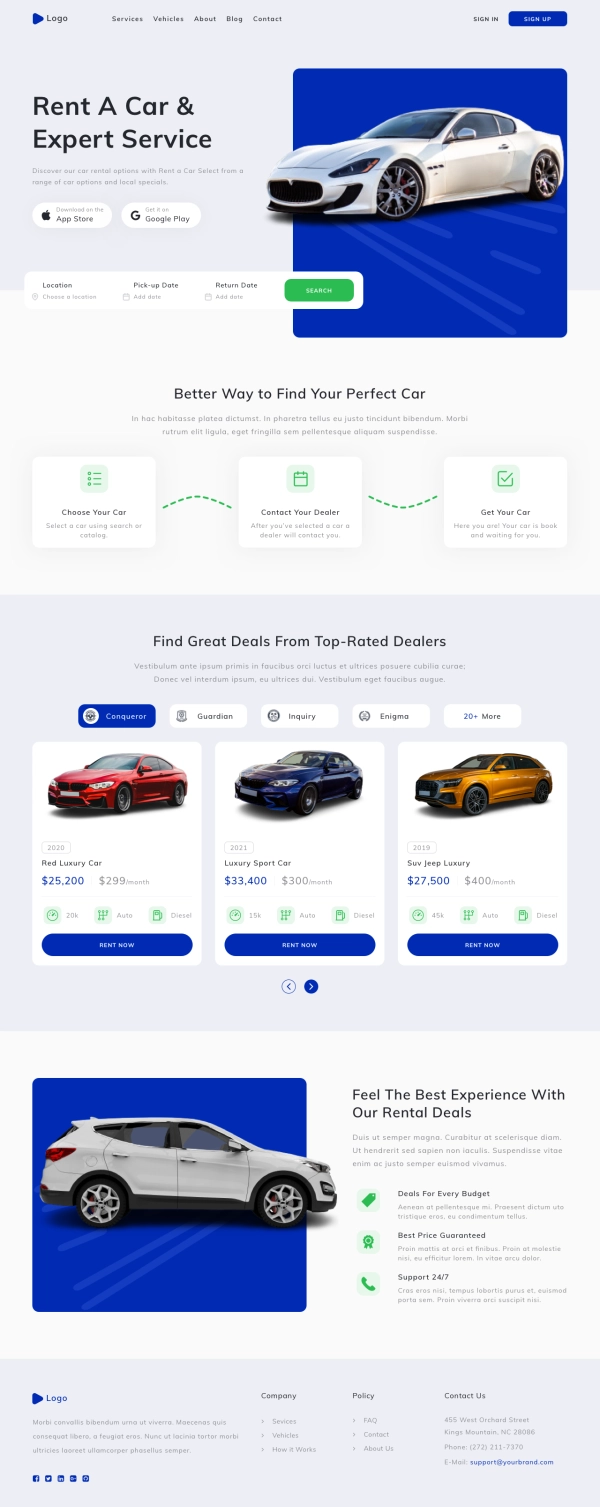Car Rental Landing Page Template UI Kit - Screenshot 1