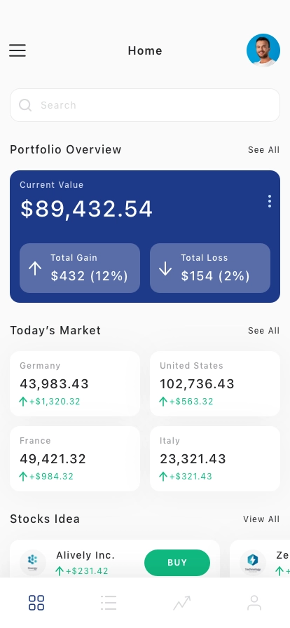 Personal Stock Tracker Mobile App UI Kit - Screenshot 1