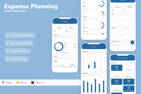 Expense Planning Mobile App UI Kit