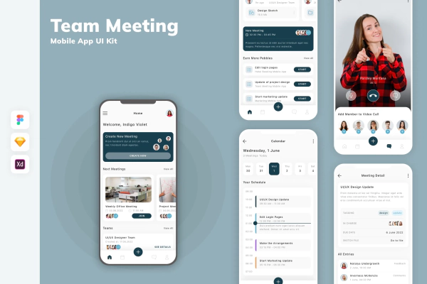 Team Meeting Mobile App UI Kit