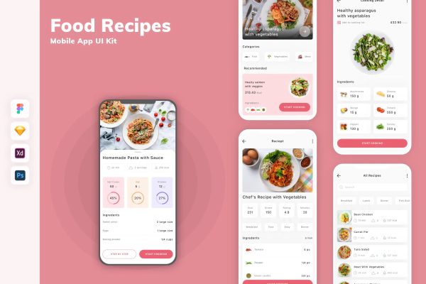 Food Recipes Mobile App UI Kit