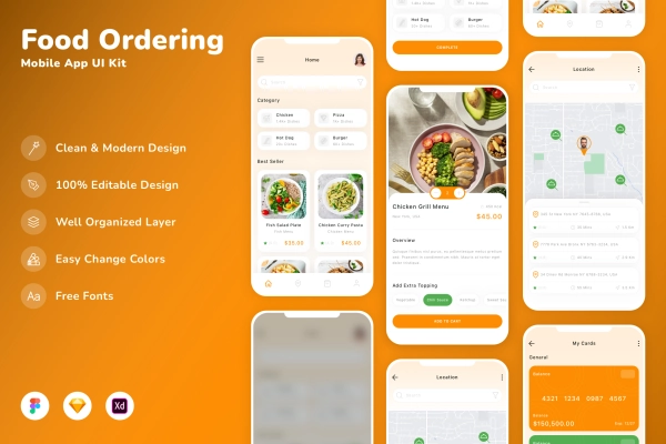 Food Ordering Mobile App UI Kit