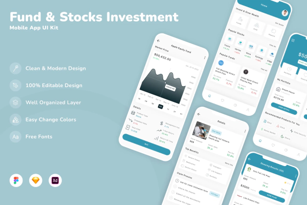Fund & Stocks Investment Mobile App UI Kit