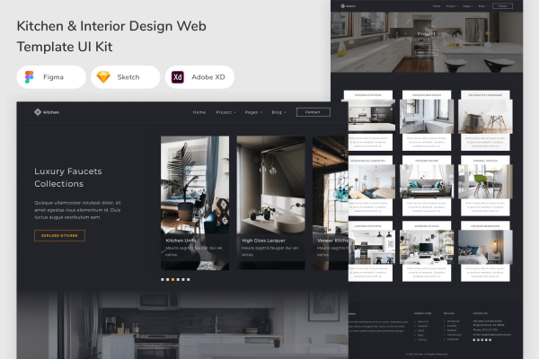 Kitchen & Interior Design Web Template UI Kit