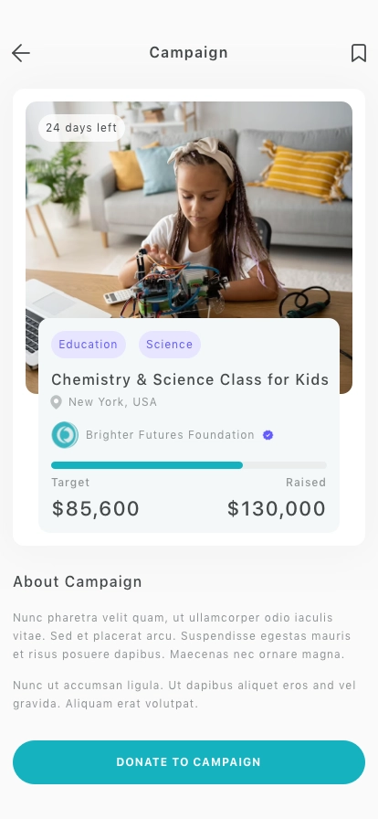 Crowdfunding Mobile App UI Kit - Screenshot 3