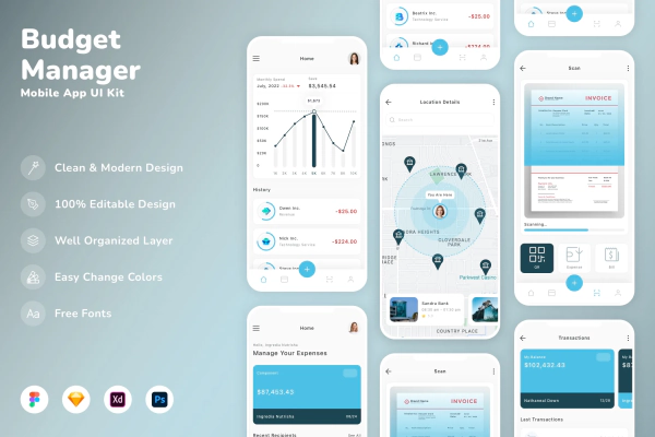 Budget Manager Mobile App UI Kit