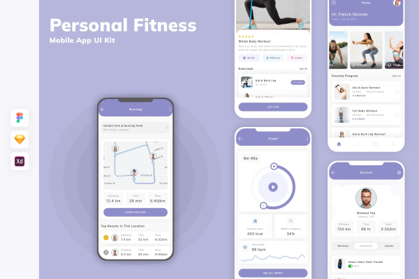Personal Fitness Mobile App UI Kit