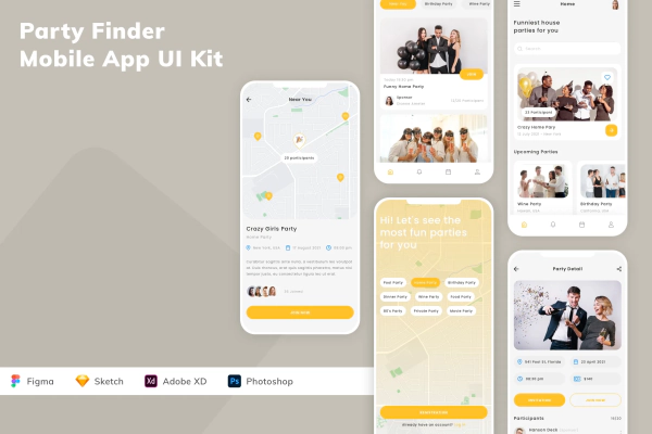 Party Finder Mobile App UI Kit