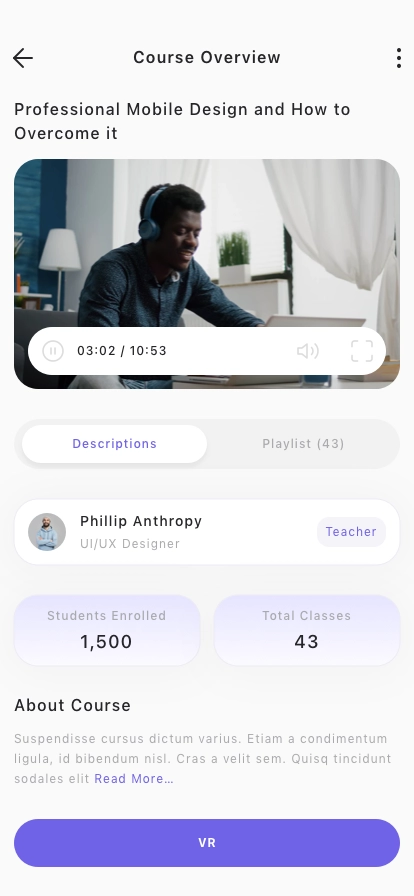 Learning Platform Mobile App UI Kit - Screenshot 1