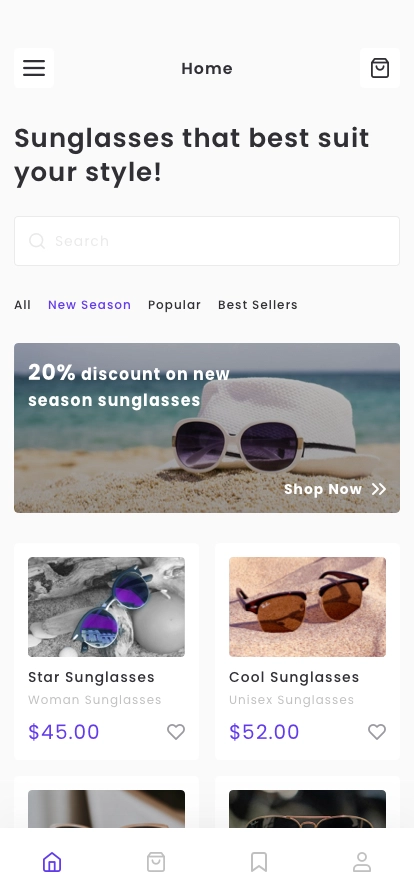 Sunglasses Shop Mobile App UI Kit - Screenshot 1