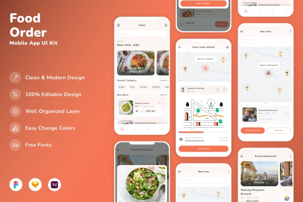 Food Order Mobile App UI Kit