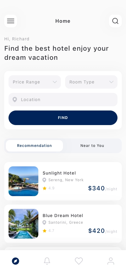 Hotel Booking Mobile App UI Kit - Screenshot 1