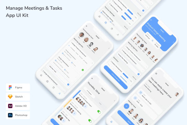 Manage Meetings & Tasks App UI Kit