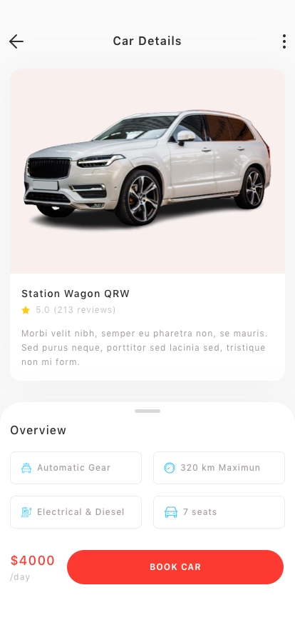 Car Rental Mobile App UI Kit - Screenshot 3