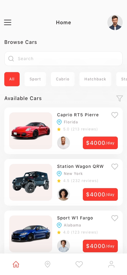 Car Rental Mobile App UI Kit - Screenshot 2