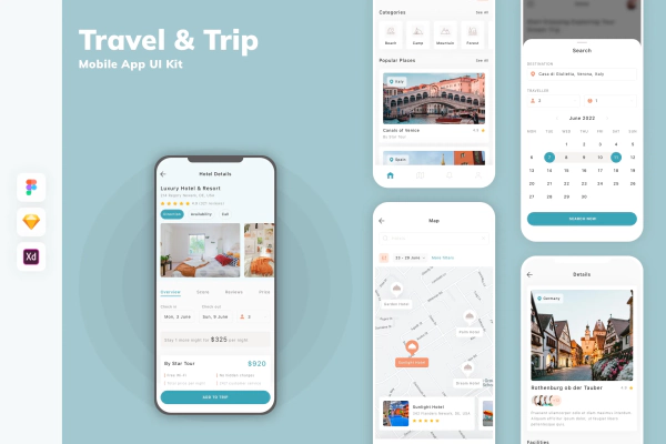 Travel & Trip Mobile App UI Kit