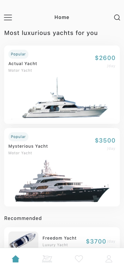 Yacht Renting Mobile App UI Kit - Screenshot 3