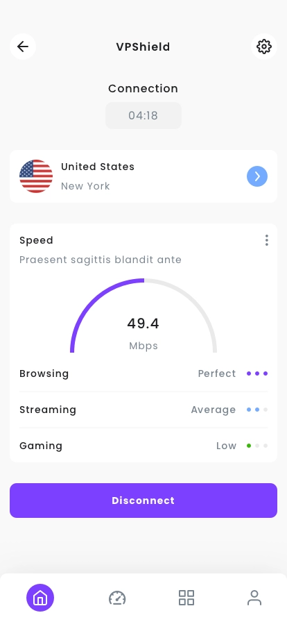 VPN & Speed Test Mobile App UI Kit - Screenshot 3