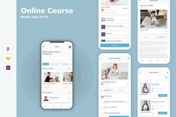 Online Course Mobile App UI Kit