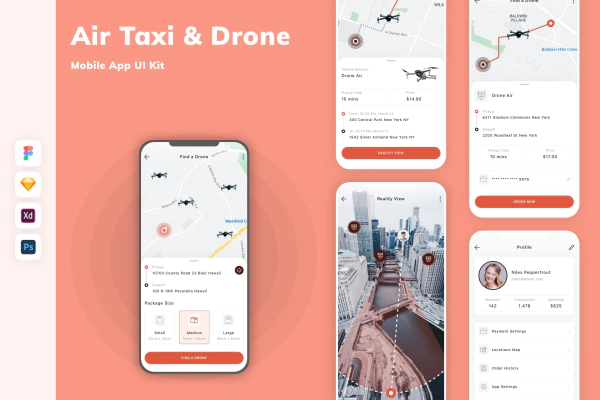 Air Taxi & Drone Mobile App UI Kit