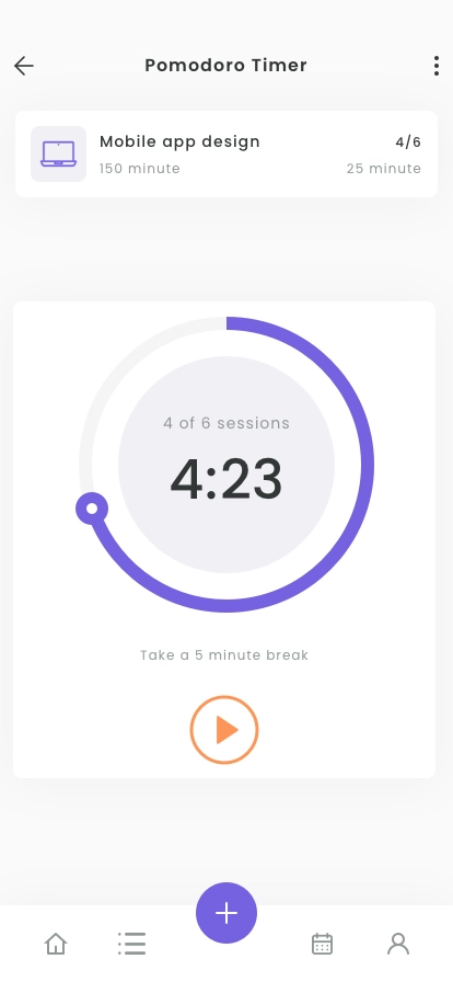 Pomodoro & Daily Productivity Mobile App UI Kit - Screenshot 4