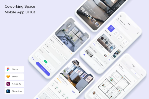 Coworking Space Mobile App UI Kit